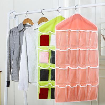 Candy Color 16 Grid Pocket Transparente Unterwäsche Socken Aufbewahrungstasche Hängetasche