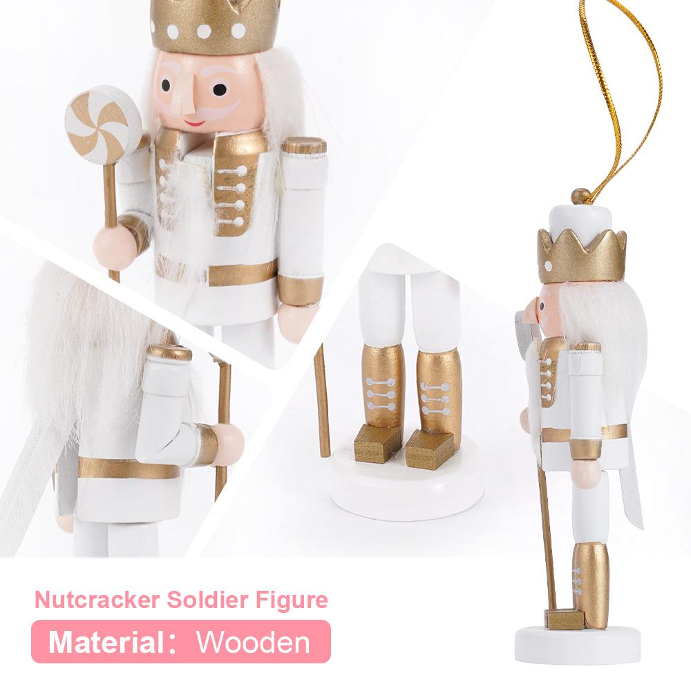 10Pcs/set 12cm Nutcracker Puppet Christmas Tree Pendant Wooden Handicraft Soldier Home Desktop Ornament Xmas New Year Decoration