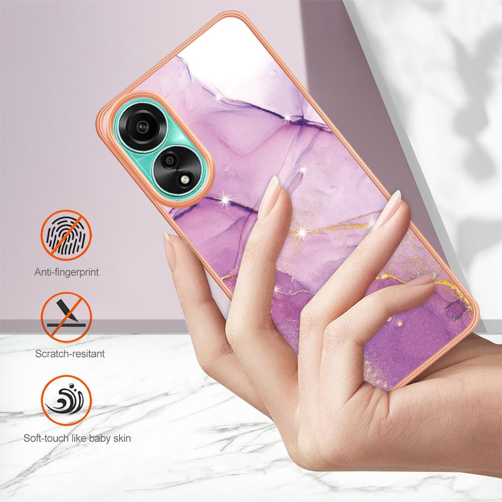 For Oppo A78 4G TPU Case with IMD Marble Pattern Electroplated Back Cover