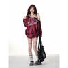 VAYLA High Quality American Sloping Shoulder Baseball Jersey Hoodie Women's Loose Striped T-shirt Sports Top Y2k