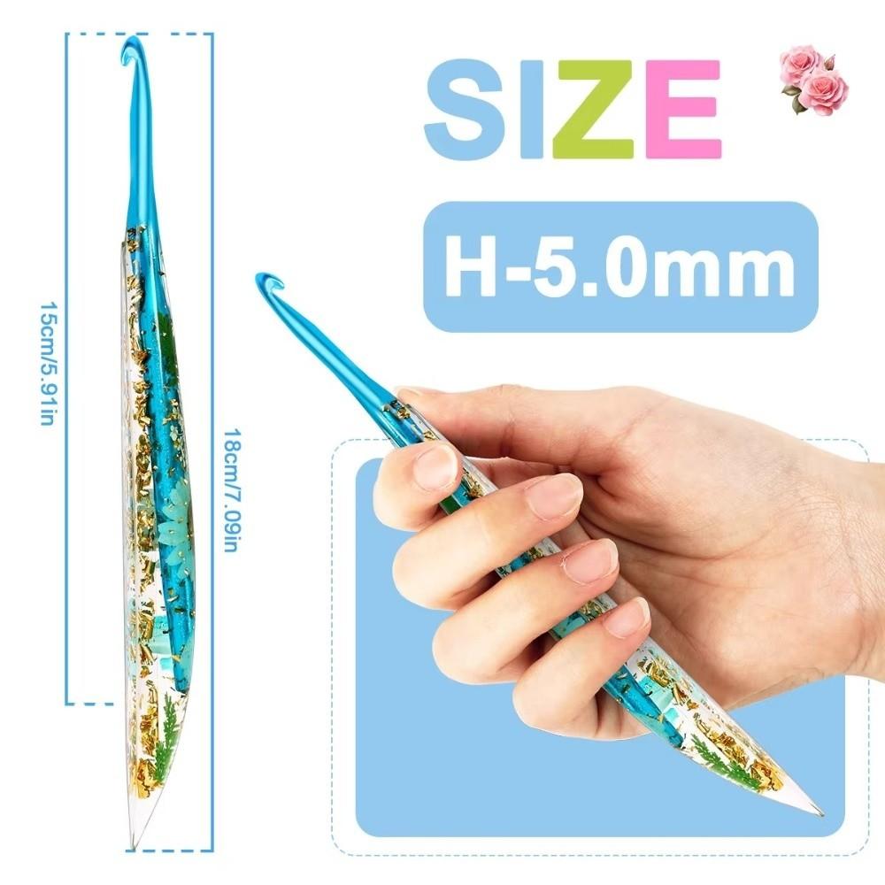 Useful Floral Resin Grips Crochet Hook Non-Slip 2.0-6.0mm Weave Needle Knitting Tools Yarn Knitting DIY Weaving Tools Beginners