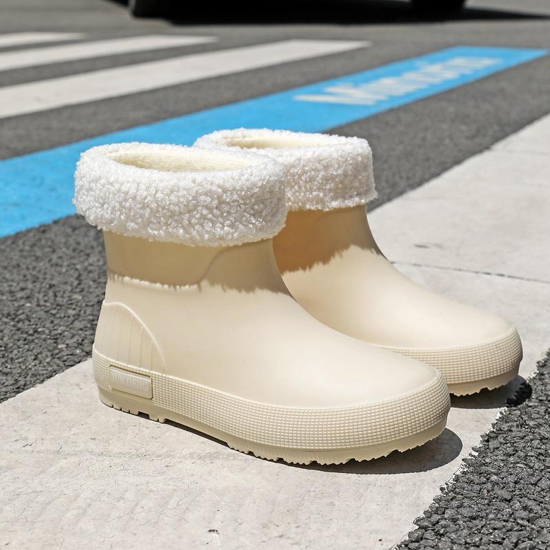 British short women's rain boots fashionable outdoor rain shoes wading shoes thickened waterproof shoes non-slip flat women's water shoes rubber shoes