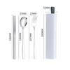 304 Stainless Steel Spoons Forks Chopsticks Cutlery Set with Pull-out Box for Students Workers Portable Lunch Dinnerware As Gift