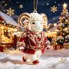 2D Flacher Ziegenanhänger Glänzendes Tier Hängende Dekoration Weihnachtsbaumschmuck
