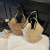 Summer Woven Beach Bag With Magnetic Closure For Casual Day Use