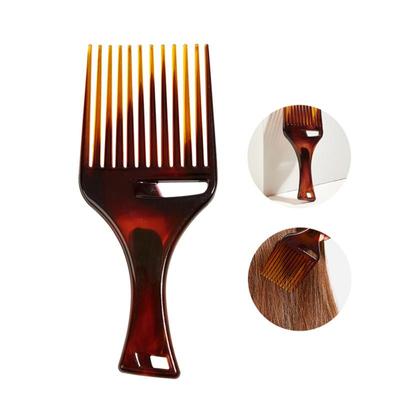 Amber-color Men Long Teeth Flat Fork  Comb Comfortable Handle Antistatic Hairbrush Salon Hair