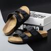 Slippers 2023 New Summer Fashion One-word Drag Couple Drag Cork Outdoor Shoes Flat Double Buckle Beach Sandals
