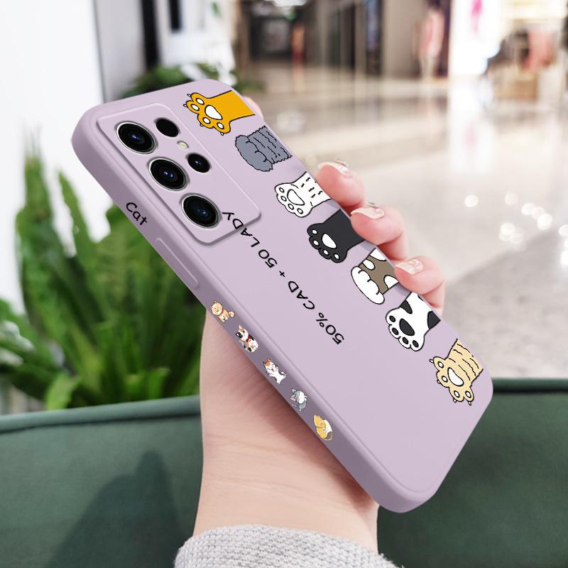 Cat Litter Phone Case For Samsung Galaxy S25 S24 S23 S22 S21 S20 Ultra Plus FE S10 Note 20 ultra 10 9 Plus Cover