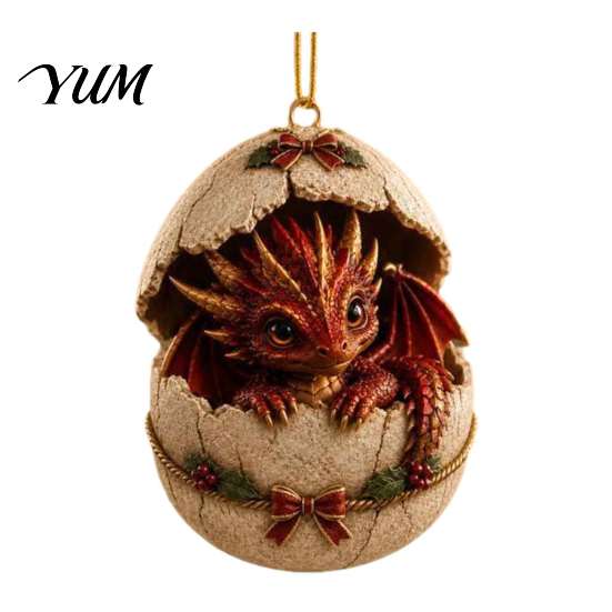 Christmas Tree Hanging Decoration Baby Dragon And Egg Ornament, 2D Flat Acrylic Creative Decor Decoration, Fantasy Pendant for Xmas Tree, Home