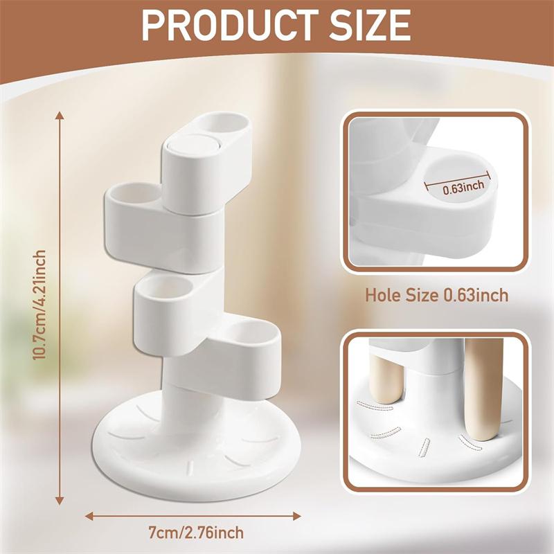 360° drehbarer Zahnbürstenhalter 4-Schlitz Zahnbürsten Make-up-Bürsten Aufbewahrungs-Organizer mit rutschfester Basis Badezimmer-Arbeitsplatten-Organizer