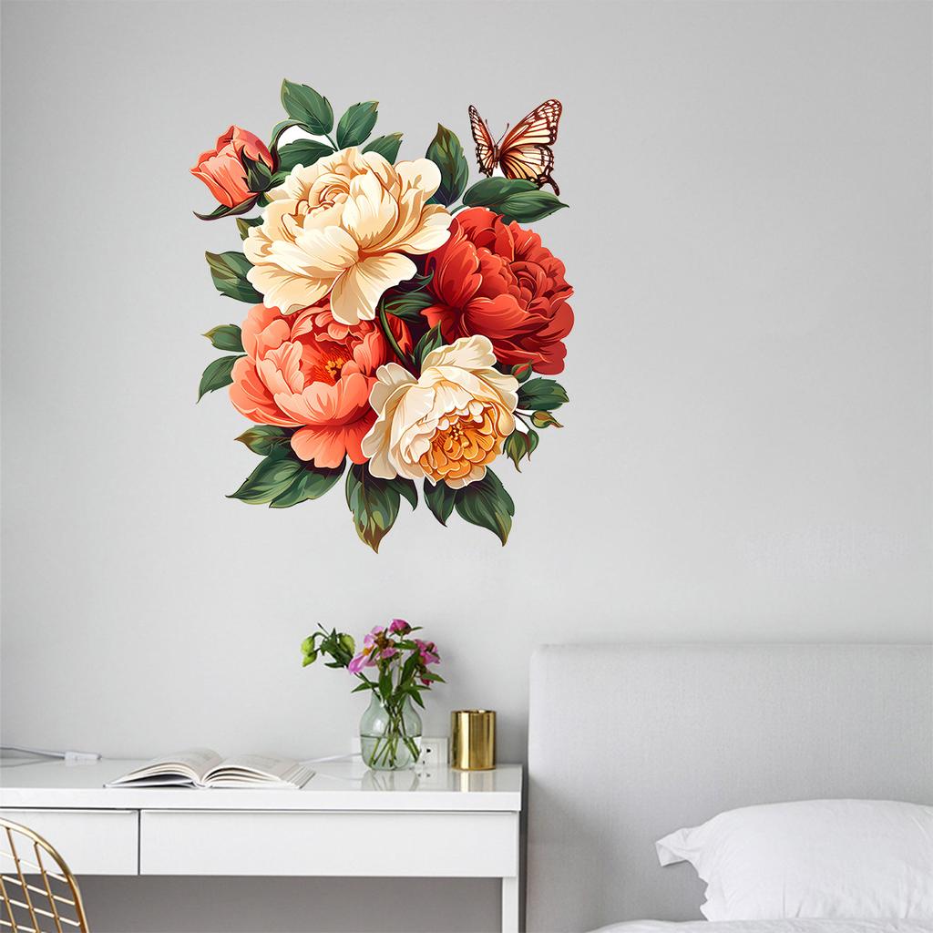 Creative Flower Butterfly Wall Stickers Self Adhesive Home Decor for Living Room Bedroom Entrance
