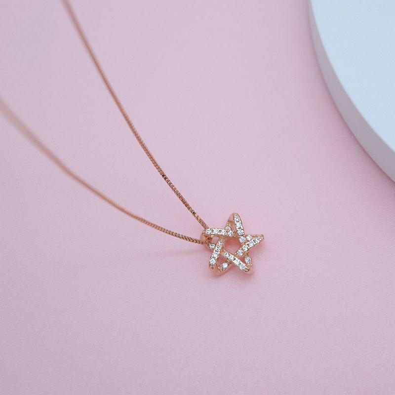 Singapore Five-pointed Star Necklace for Women Japanese and Korean Simple Students' Forest Pendant Collarbone Neck Chain