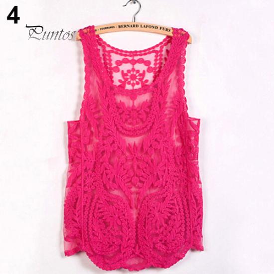 Sexy Lace Tank Top with Floral Embroidery and Crochet Design for Casual Summer Wear