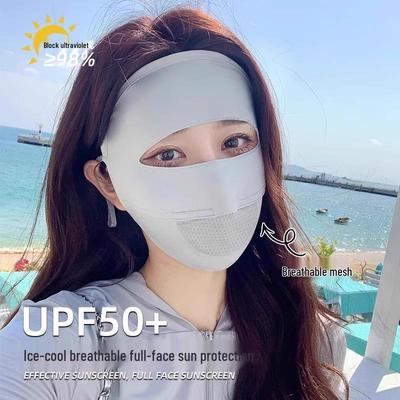 Facekini Damen UV-Schutz Eisseidenmaske - Leicht, Atmungsaktiv, Vollgesicht- & Augenwinkel-Schutz