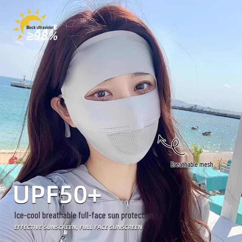 Facekini Women's UV Protection Ice Silk Mask - Lightweight, Breathable, Full Face & Eye Corner Shield
