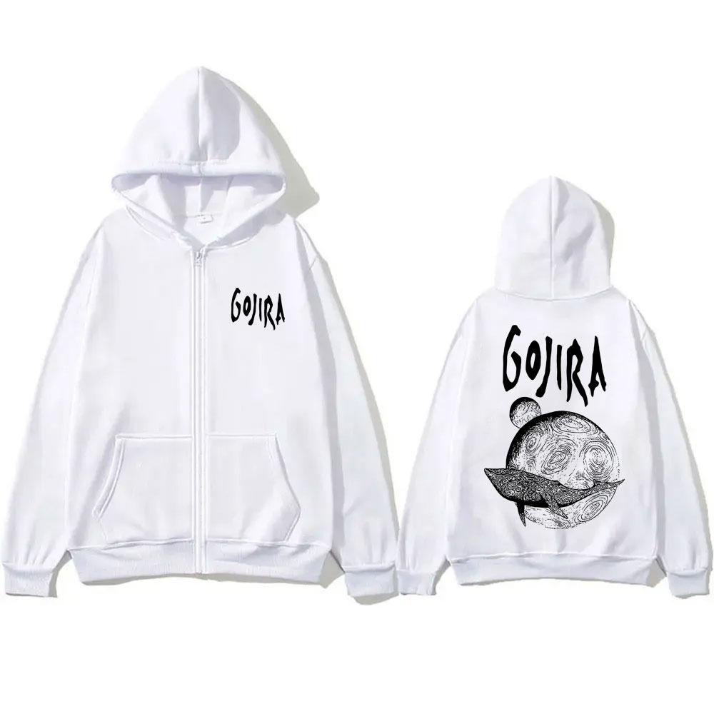 

French Metal Band Gojira From Mars To Sirius Album Cover Zipper Hoodie Men Women Vintage Rock Oversized Fleece Zip Up Hoodies L білий
