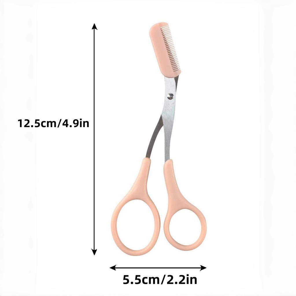 Pink Stainless Steel Eyebrow Trimming Scissors with Built-In Comb Precision Grooming Tool For Home and Professional Use, Eyebrow Grooming