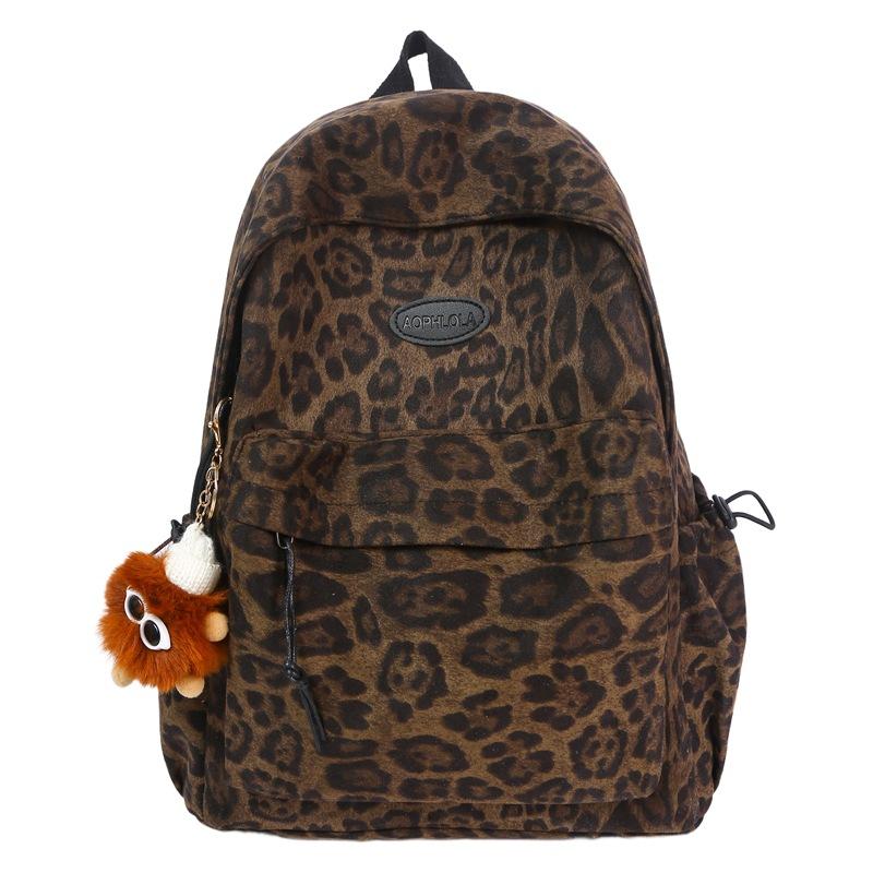 New backpack personalized leopard print versatile portable fashion middle school student schoolbag women's high-end niche backpack