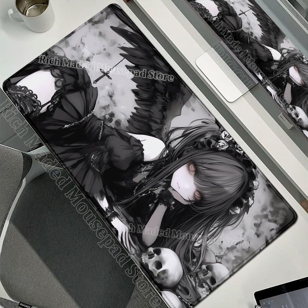 Anime Pretty Girl Tablemat Large Cartoon Dark Angel Girls Mouse Pad E-sports Anti slip Desk Mat Xxl Office PC Keyboard Mousepad