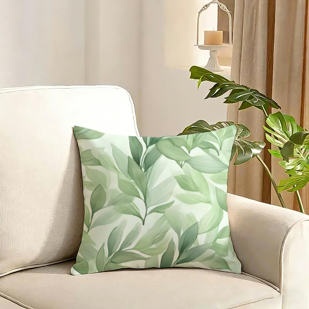 Modern Style Leaf Cushion Cover Reversible Plush Pillow Cover Soft Fluffy Home Decor for Sofa Bedroom