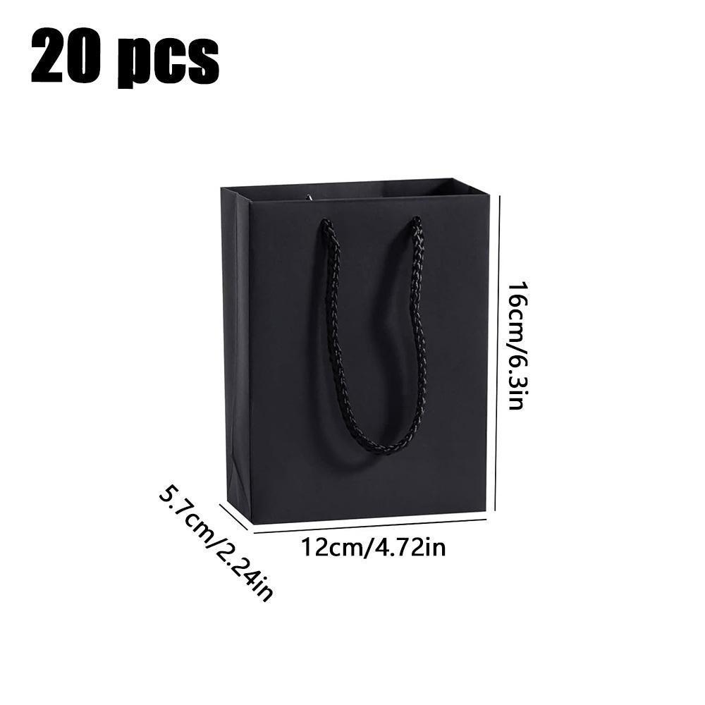 1Set 20Pcs Black Paper Gift Bags - Small, Handle - Included for Gifts & Parties