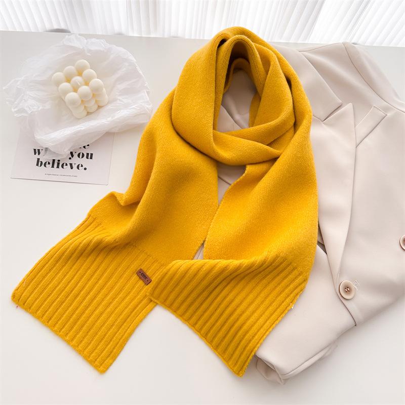 Korean Version Of Simple Soft Waxy Knitted Wool Scarf Medium And Long Shawl Scarf Versatile Warm And Cold Autumn And Winter Women