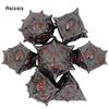 7 Pcs Black Red Eyes Metal Dice Solid Metal Polyhedral Dice Set Suitable for Role-Playing RPG Board Game Dice Role-Playing RPG