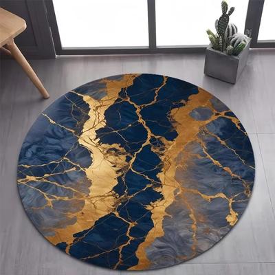 2026 New Style Luxurious Marble Colour White Gold Round Carpet Rug for Bedroom Living Room Decoration,pet Decor Floor Mat