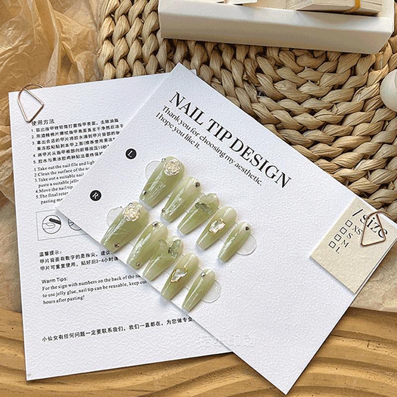 10Pcs Press-On Nail Packaging Display With Tie Bags Handmade False Nail Design Swatch Show Card Manicure Sample Display Salon