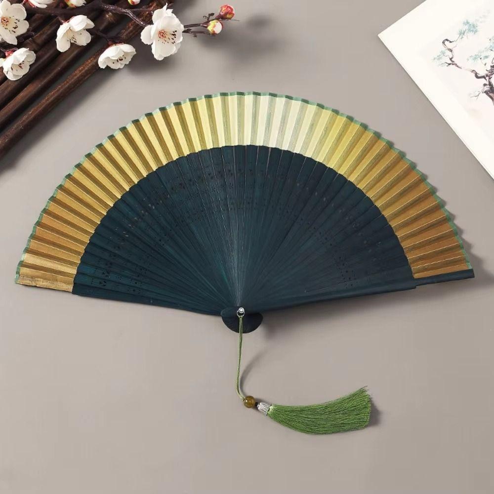 Gradient Color Retro Hand Fan Portable Dance Fan Chinese Style Bamboo Folding Fan  Gift Giving