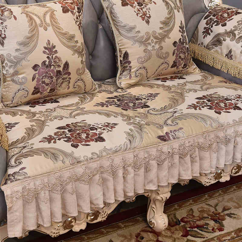 Chenille Sofa Cushion American European Luxury Non-slip Sofa Protective Cover  Cushion Living Room Decor Embroidery Slipcover