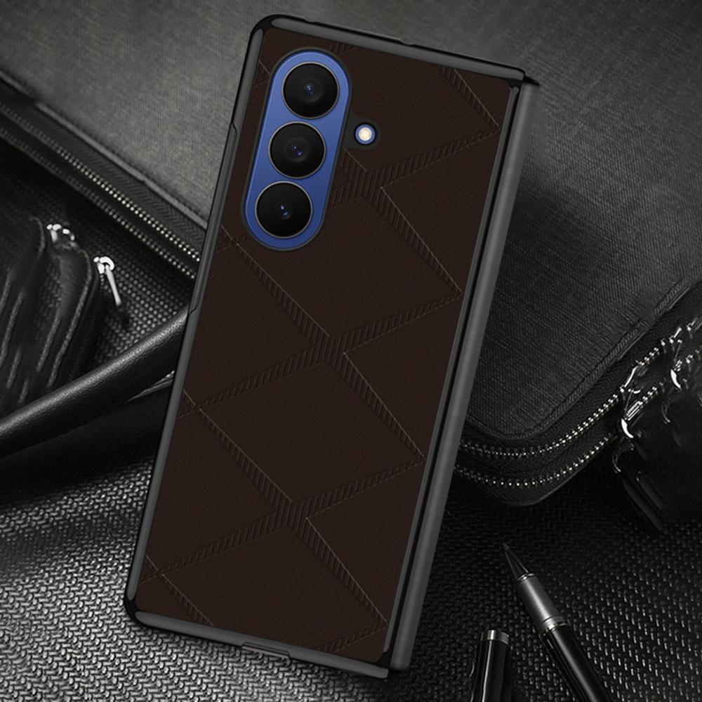 For Samsung Galaxy Z Fold7 5G Case X-Patterned TPU PU Leather PC Anti-Drop Phone Cover