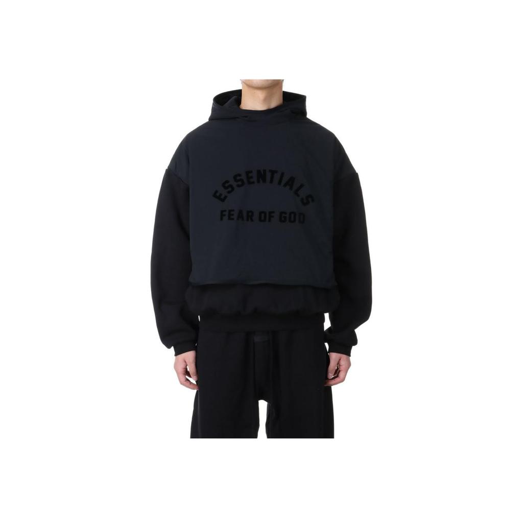 Fear of God Pulover cu glugă din nailon Essentials Jet Black/Jet Black Topuri pentru bărbați 202SP244324F