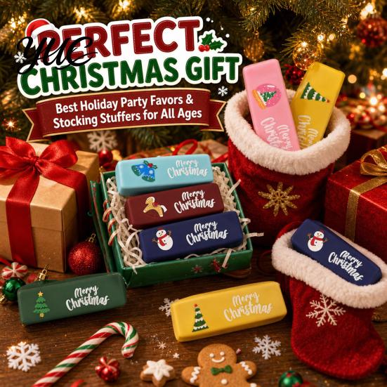 Tactile Finger Toys with Sound Christmas Crunchy Butter Squishy Toy, Slow Rise Fidget Crinkle Raffle Prizes for Parties Sensory Stress Relief Stocking
