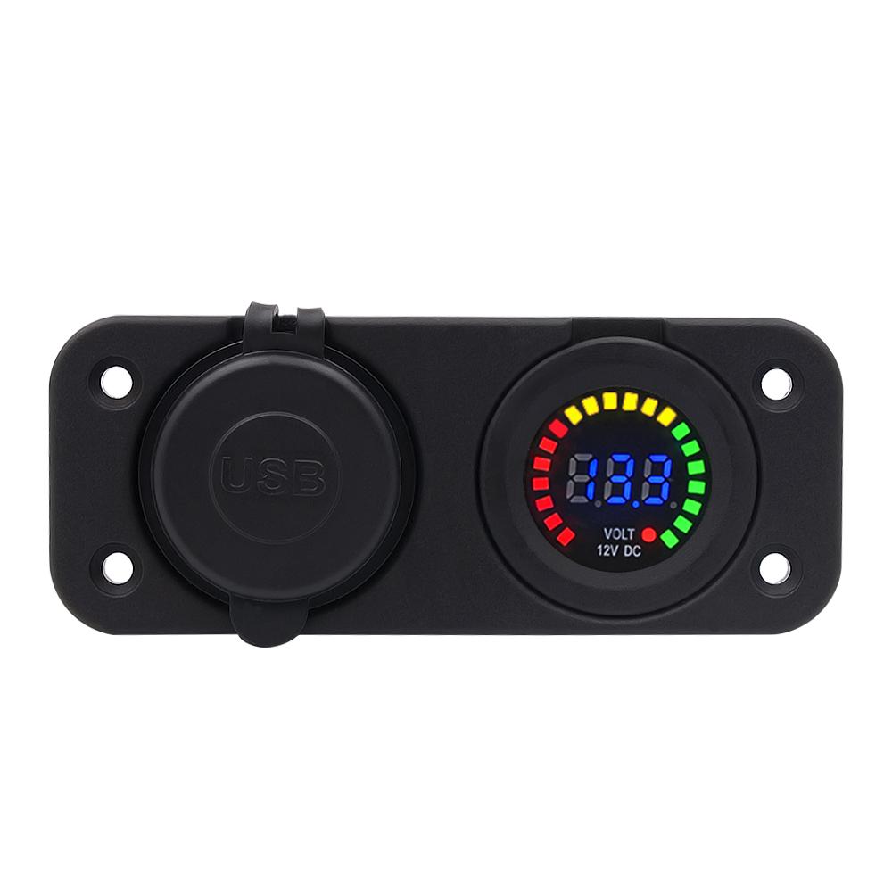 12 V LED Duel Auto 2 USB-Port Ladegerät mit DC Voltmeter Digital Auto/Motorrad/Boot Zigarettenanzünder Buchse Splitter