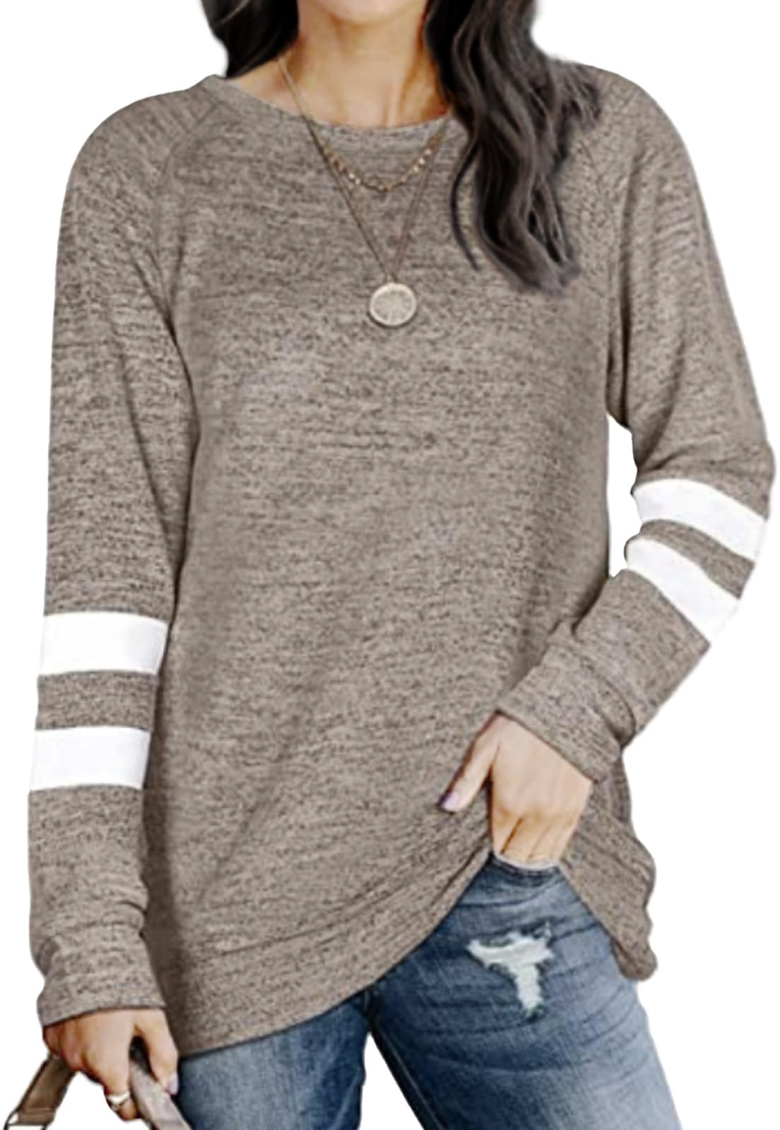 

Футболка [Airby] с подкладкой, скроенная и сшитая, длинная, круглая, свободного кроя, хорошая повседневная домашняя одежда, рукав, горловина, рукав, посадка, повседневная, женский топ, горловина, пончо, бежевый