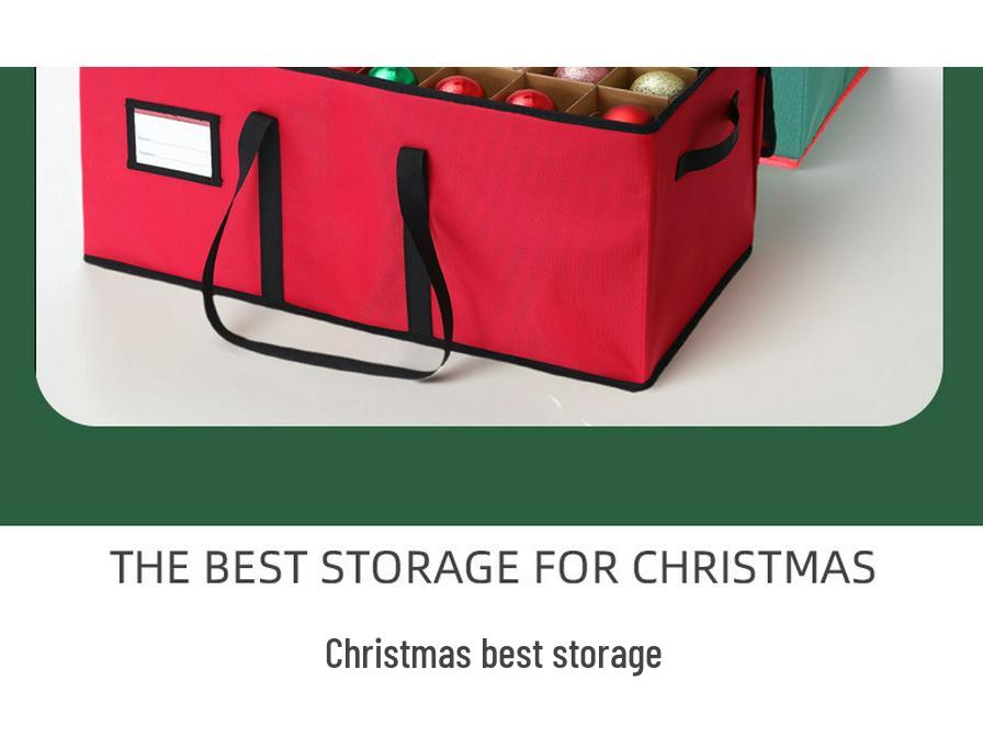 Foldable Oxford Cloth Storage Box with Detachable Compartments for Christmas Balls