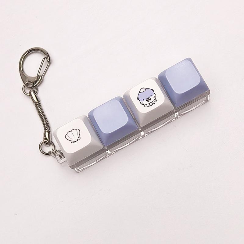 *4Keys Mechanical Keyboard Keychain Fidget Toy,Stress Relief Finger Press Button Anti-Anxiety Office Calming Decompression Toy