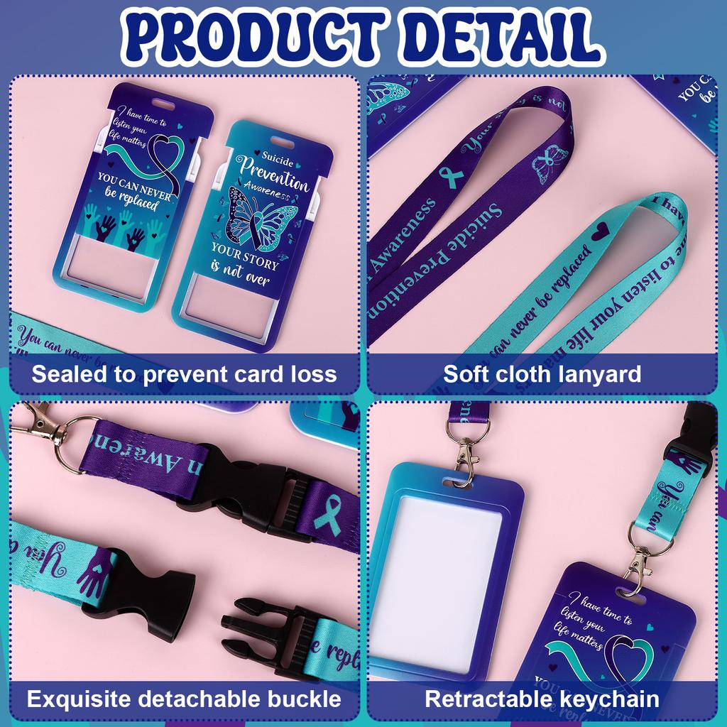 Lanyard pro povědomí o prevenci sebevražd s klipem na ID Fialový klíčenka Lanyard Příslušenství pro klíče a ID karty Pro ženy Dívky Učitele
