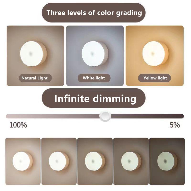 Mini Led Key-Operated Night Lights Usb Rechargeable Kitchen Bedroom Magnetic Base Wall Light Round Portable Night Lamp