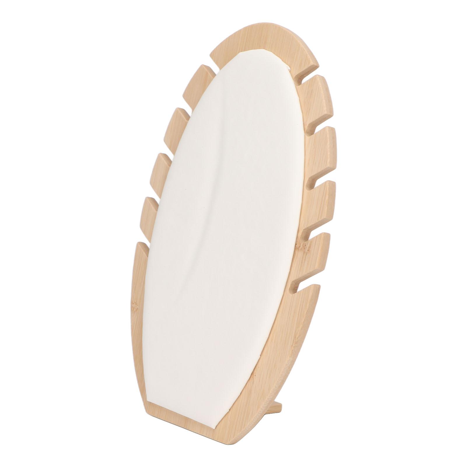 

Bamboo Necklace Display Stand Leaf Shape White PU Leather Panel Chain Bamboo Stand