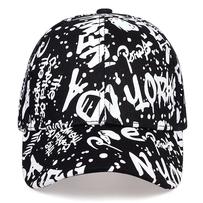 

Unisex Letter Graffiti Print Baseball Caps Spring and Autumn Outdoor Adjustable Casual Hats Sunscreen Hat чорний