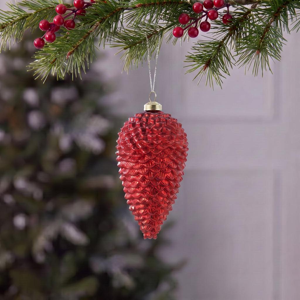 Plastic Adhesive Powder Pine Cone Christmas Tree Ornament