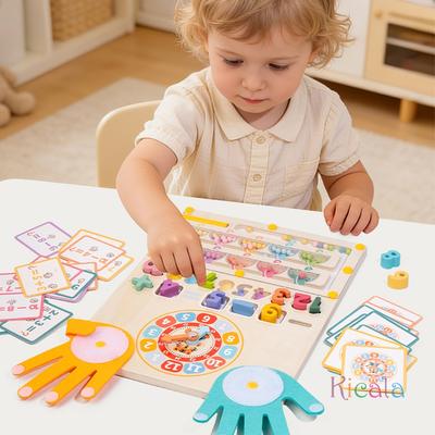 Montessori Math Learning Board Kids Educational Toy Magnetic Counting Beads Number Puzzle Clock Learning Preschool Toy Gift