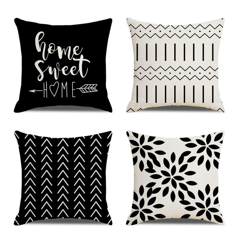 Throw Pillow Covers 18 X 18 Set Of 4, Geometry Outdoor Square Pillow Cushion Cases, Modern Decorative Pillow Covers For Couch Sofa Bedroom Car