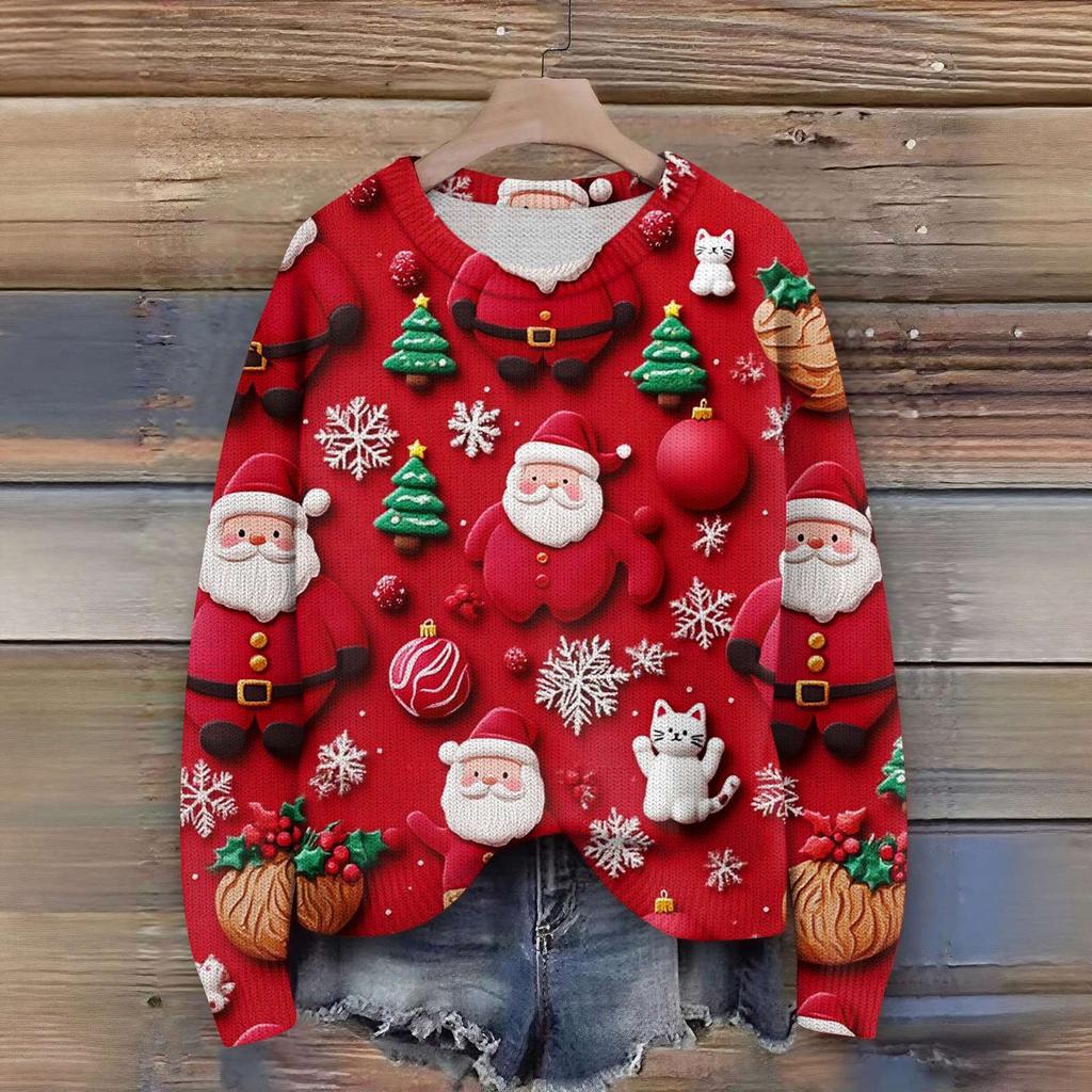 Women'S Christmas Sweater Cute Fun Christmas Sweater Fall And Winter Long Sleeve Knitted Sweater