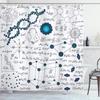 Science Shower Curtain, Black Chalkboard Biology Hand Written, Cloth Fabric Washable Bathroom Decor Set With Hooks, Black Brown