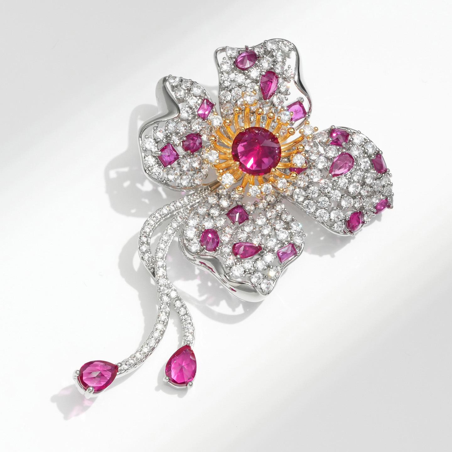 Bo Xin Yun Red Ribbon Four-Leaf Clover Women s Anti-Exposure Brooch