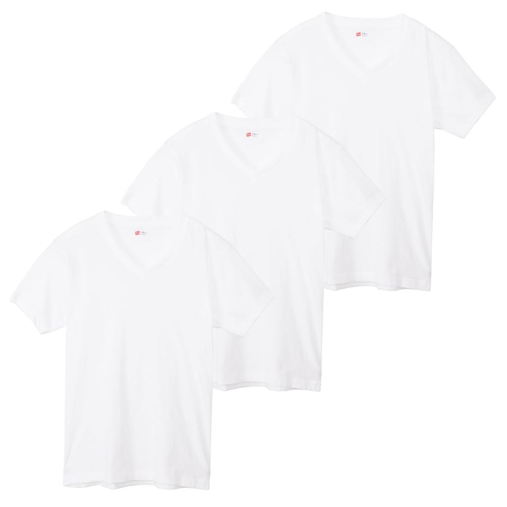 Hanes Short Sleeve Round Quick Dry Blue Size L Men's T-Shirts (3-Pack) - Body, Drying, Feel, Label, V-Neck T-Shirt, HM2125G, White,
