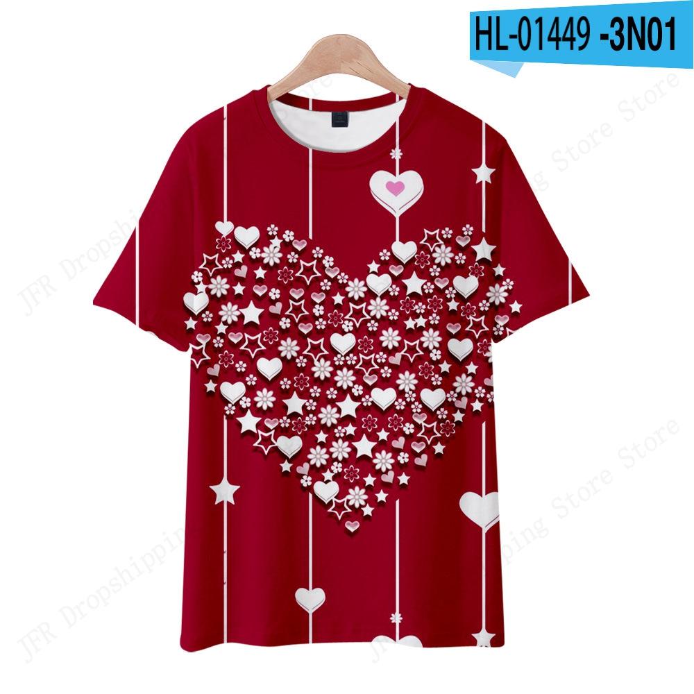Summer Women's T-shirt Cartoon Love Heart 3d Print Tshirt Women Fashion Oversized Short Sleeve T Shirt Floral Tops Tees Gifts